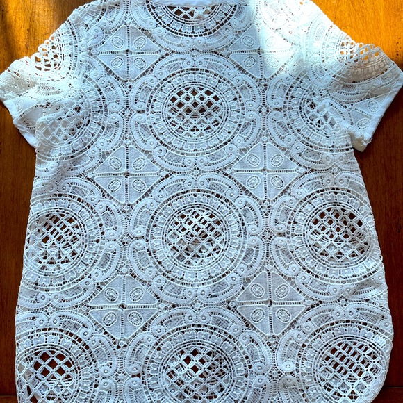 Sundance White Lace Summer Blouse or swimsuit cover up - Picture 5 of 6